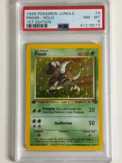 1st Edition Pinsir 9/64 Jungle Holo Rare Pokemon Card PSA 8 - Image 4