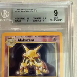 Pokemon Alakazam Base Set Unlimited Holo Rare #1 BGS 9 Mint (10 Subgrade!) - Image 3