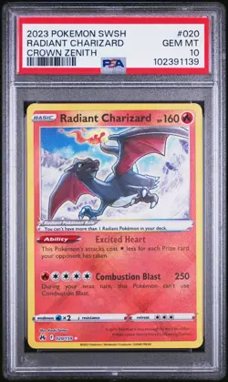 Pokemon PSA 10 GEM MINT Radiant Charizard 020/159 Crown Zenith - Image 1