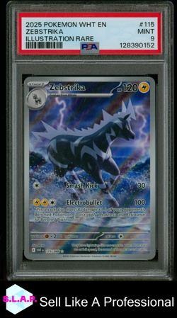 ZEBSTRIKA ILLUSTRATION RARE POKEMON WHT EN-WHITE FLARE 2025 115 PSA 9 - Image 1