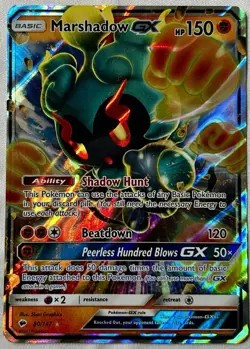 Pokemon TCG Marshadow GX Ultra Rare Full Art Holo 80/147 SM-Burning Shadows - Image 1