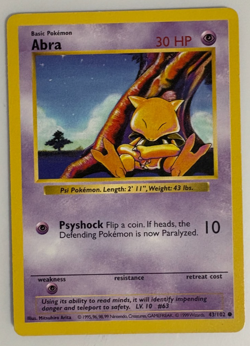 Abra 043/102 Base Set (Shadowless) Regular MP Pokemon - Image 1