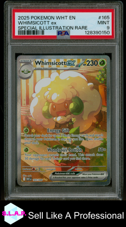 WHIMSICOTT EX SPEC ILL RARE POKEMON WHT EN-WHITE FLARE 2025 165 PSA 9 - Image 1