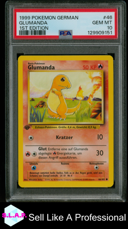 GLUMANDA 1ST EDITION POKEMON GERMAN 1999 46 PSA 10 - Image 1