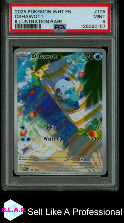 OSHAWOTT ILLUSTRATION RARE POKEMON WHT EN-WHITE FLARE 2025 105 PSA 9 - Image 1