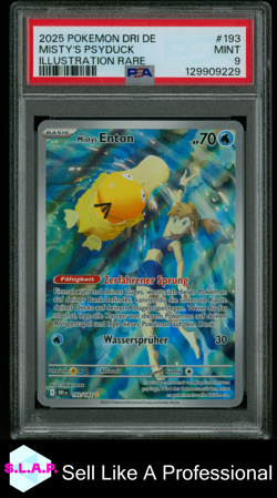 MISTY'S PSYDUCK ILL RARE POKEMON GER DRI DE-DESTINED RIVALS 2025 193 PSA 9 - Image 1