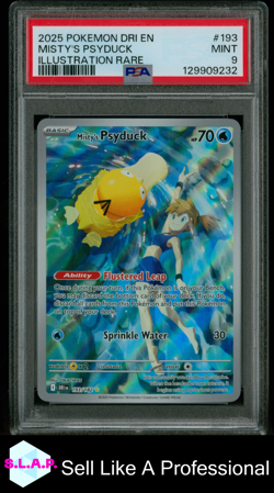 MISTY'S PSYDUCK ILLUSTRATION RARE POKEMON DRI EN-DESTINED RIVALS 2025 193 PSA 9 - Image 1