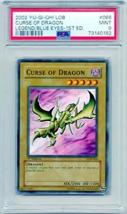 CURSE OF DRAGON YUGIOH 1ST EDITION HOLO LOB-066 PSA #73140182 GRADED MINT 9 2002 - Image 1