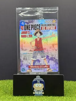 One Piece Monkey D. Luffy US Voyage College Card Rutgers SEALED, IN HAND, 1/23 - Image 1