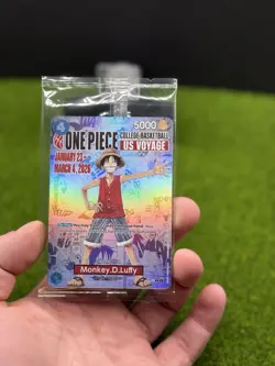 One Piece Monkey D. Luffy US Voyage College Card Rutgers SEALED, IN HAND, 1/23 - Image 3
