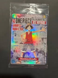 One Piece Monkey D. Luffy US Voyage College Card Rutgers SEALED, IN HAND, 1/23 - Image 1
