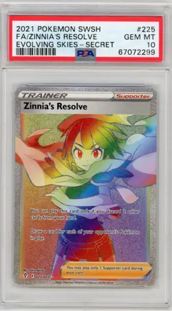 Pokemon TCG Zinnia's Resolve Evolving Skies 225/203 Holo Secret Rare Rainbow - Image 1