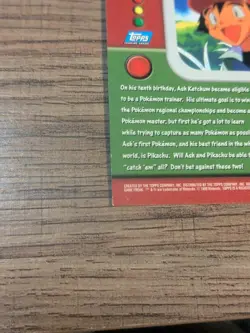 1999 Topps Pokemon TV1 Ash Ketchum Character Card Series 1 Lightly Played - Image 3
