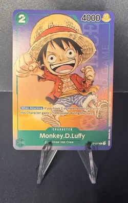 One Piece TCG Monkey D. Luffy P-037 Promo Card English Straw Hat Crew Green NM - Image 1