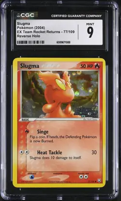CGC 9 Slugma EX Team Rocket Returns 77/109 Reverse Holo Stamped Pokemon Card - Image 1