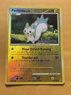 Pachirisu LV.23 35/130 Reverse Holo Rare Diamond & Pearl Stamped Pokemon Card LP - Image 1