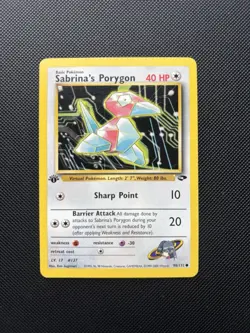 Pokemon Card 1st Edition Gym Challenge Sabrina's Porygon 98/132 WOTC - Image 1