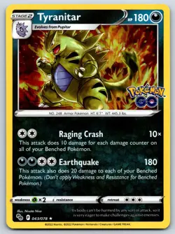 Tyranitar - Holo Rare - Pokemon GO 043/078 Card LP - Image 1