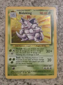 Pokemon TCG Nidoking Base Set Holo Unlimited Rare Card 11/102 LP 1999 Vintage CH - Image 1