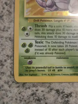 Pokemon TCG Nidoking Base Set Holo Unlimited Rare Card 11/102 LP 1999 Vintage CH - Image 3