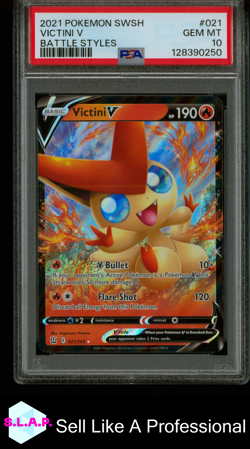 VICTINI V BATTLE STYLES POKEMON SWORD & SHIELD BATTLE STYLES 2021 021 PSA 10 - Image 1