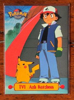 1999 Topps Pokemon Ash Ketchum TV Animation Series Blue Logo - Image 1