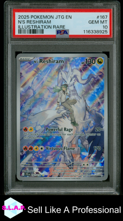 N,S RESHIRAM POKEMON 167 2025 JOURNEY TOGETHER GEM MINT ENGLISH PSA 10 - Image 1