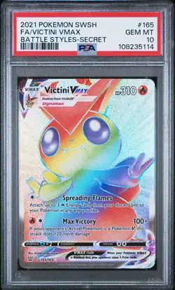 Pokemon Battle Styles Victini VMax 165/163 Secret Rare Rainbow Holo Foil PSA 10 - Image 1