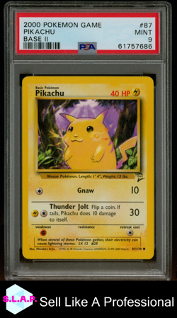 PIKACHU POKEMON 87 2000 BASE II COMMON ENGLISCH PSA 9 - Image 1