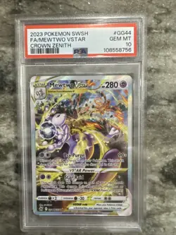 Pokemon Mewtwo VSTAR TCG Crown Zenith: Galarian Gallery GG44/GG70 PSA 10 Gem SR - Image 1