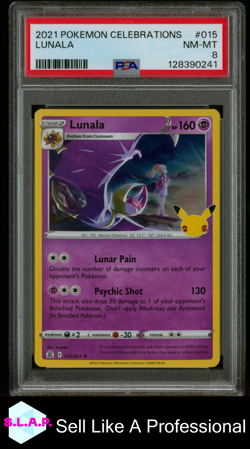 LUNALA POKEMON CELEBRATIONS 2021 015 PSA 8 - Image 1