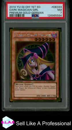 DARK MAGICIAN GIRL PREMIUM GOLD-GERMAN YU-GI-OH! PREMIUM GOLD 2014 DE033 PSA 7 - Image 1