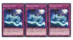 Yugioh- 3X Poseidon Wave - Shatterfoil Rare - 1st Edition - BP03-EN223 - LP - Image 1