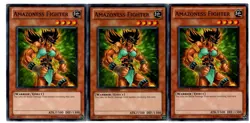 Yugioh- 3X Amazoness Fighter - Common - Limited - GLD3-EN005 - Near Mint - Image 1
