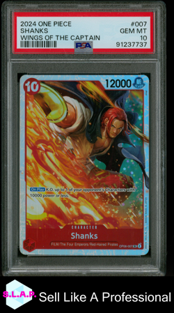 SHANKS ONE PIECE OP06-WINGS OF THE CAPTAIN 2024 007 PSA 10 - Image 1