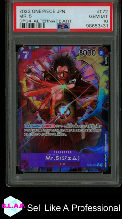 MR.5 (GEM) ONEPIECE OP04-072 2023 KINGDOMS OF INTRIGUE RARE HOLO JAP PSA 10 - Image 1