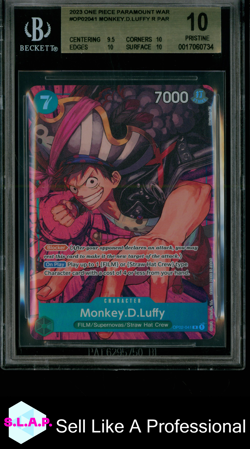 MONKEY.D.LUFFY R PAR 2023 ONE PIECE PARAMOUNT WAR OP02041 BGS 10 - Image 1