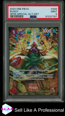 BUGGY SPECI4L ALTERNATE ART ONE PIECE OP06-WINGS OF THE CAPTAIN 2024 008 PSA 9 - Image 1