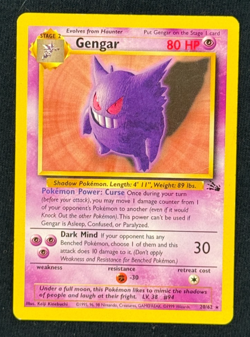 GENGAR *Rare* (LP/NM) - Fossil 20/62 - Pokemon Trading Card Game - Non-Holo - Image 1