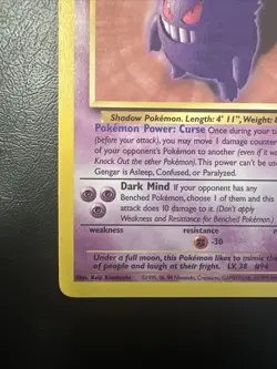 Gengar 20/62 Fossil Non Holo Vintage Wotc Pokemon Card NM - Image 4