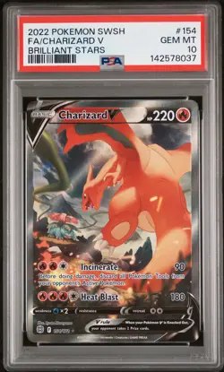 2022 POKEMON SWORD & SHIELD BRILLIANT STARS #154 FULL ART/CHARIZARD V PSA 10 - Image 1