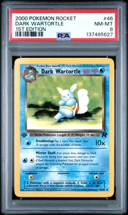 2000 POKEMON ROCKET 1ST EDITION #46 DARK WARTORTLE PSA 8 - Image 1