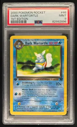 2000 Pokemon Team Rocket First Edition Dark Wartortle #46/82 PSA 9 - Image 1