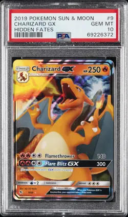 2019 POKEMON SUN & MOON HIDDEN FATES #9 CHARIZARD GX PSA 10 - Image 1