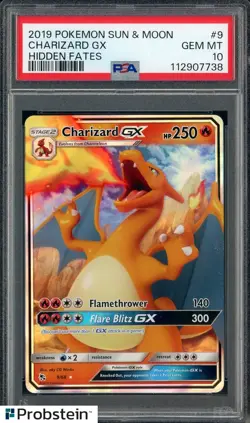 2019 Pokemon Sun & Moon Hidden Fates #9 Charizard Gx PSA 10 GEM MINT - Image 1