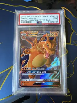 2019 POKEMON SM BLACK STAR PROMO HIDDEN FATES TINS #SM211 CHARIZARD GX PSA 9 - Image 1