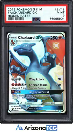Pokemon 2019 Charizard GX SV49/SV94 Full Art Shiny Vault Hidden Fates PSA 9 - Image 1