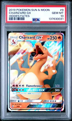 2019 POKEMON SUN & MOON HIDDEN FATES #9 CHARIZARD GX PSA 10 - Image 1