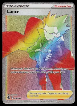 Pokemon Card - Lance Silver Tempest 206/195 Secret Rare - Image 1