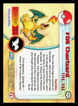 Charizard 6 Blue Logo TOPPS TV Animation Edition Pokemon Card - Image 2